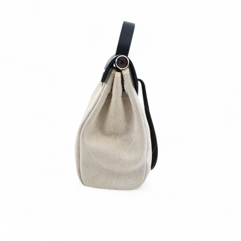 中古 愛馬仕HERBAG米色黑色帆布袋 側背包 肩背包-1