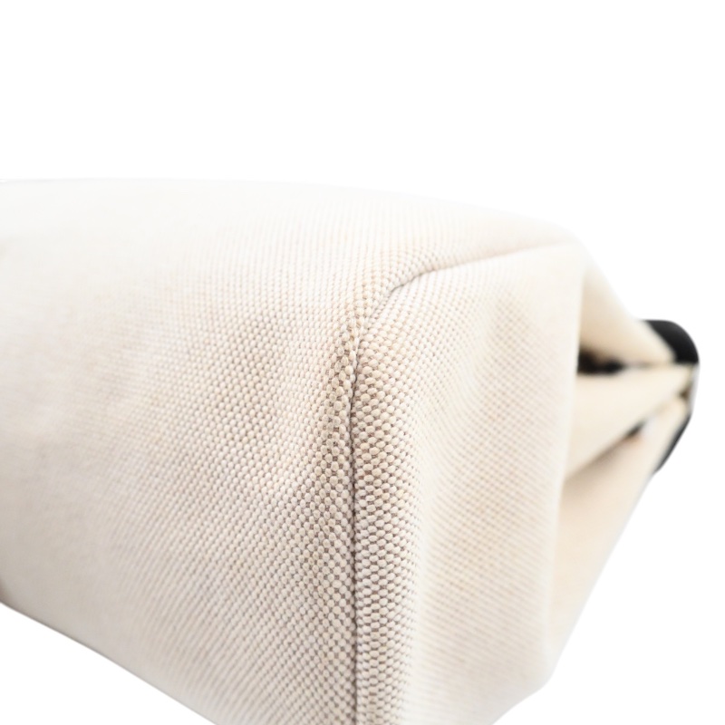 中古 愛馬仕HERBAG米色黑色帆布袋 側背包 肩背包-9