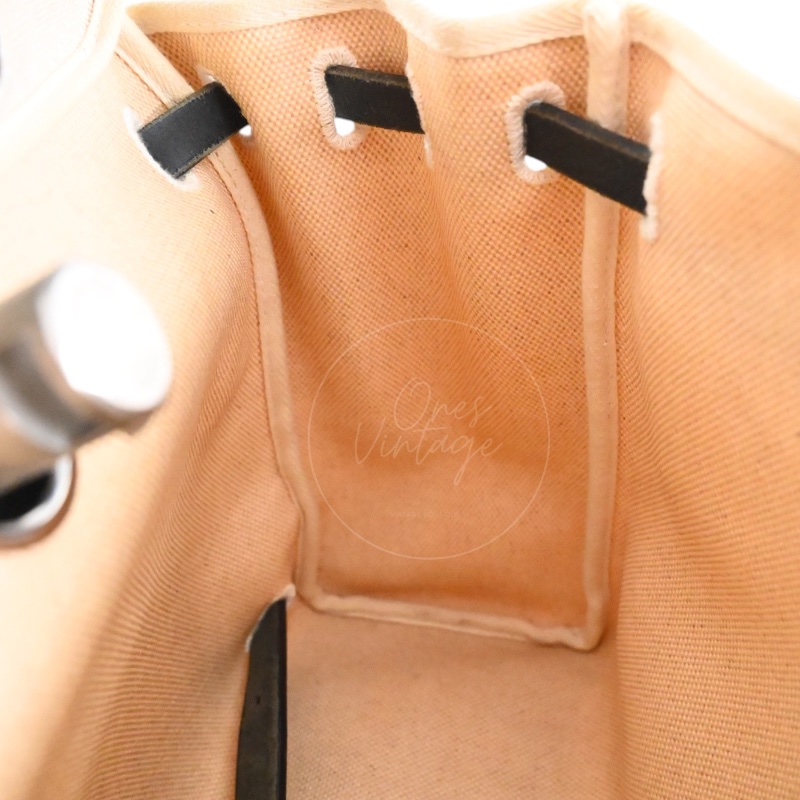 中古 愛馬仕HERBAG米色黑色帆布袋 側背包 肩背包-11