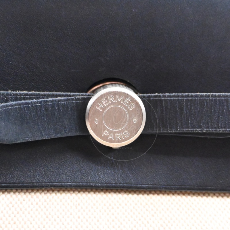 中古 愛馬仕HERBAG米色黑色帆布袋 側背包 肩背包-20