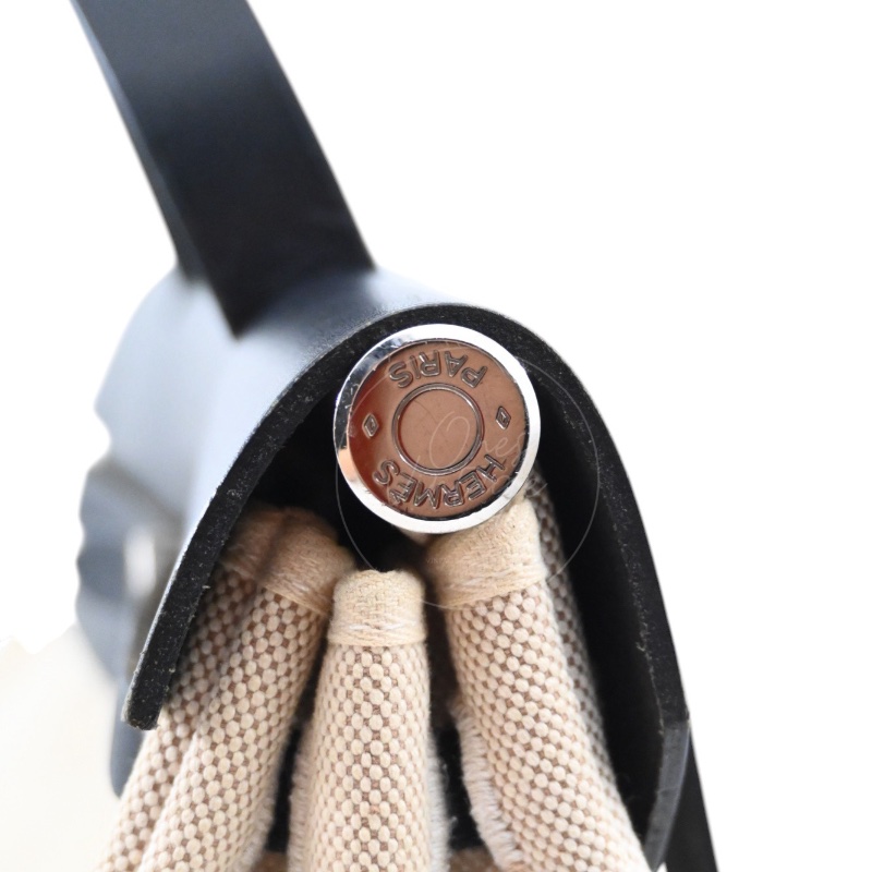 中古 愛馬仕HERBAG米色黑色帆布袋 側背包 肩背包-22