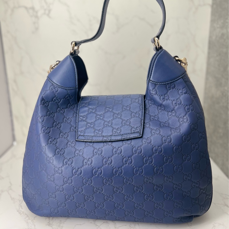💗香緹國際精品💗 760 Gucci 藍色壓紋hobo包-2