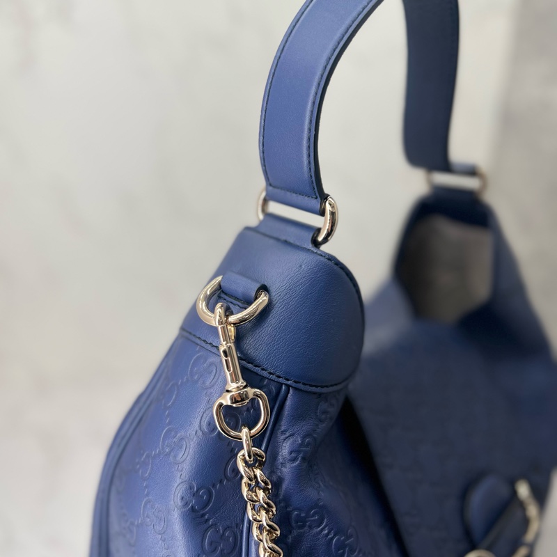 💗香緹國際精品💗 760 Gucci 藍色壓紋hobo包-4