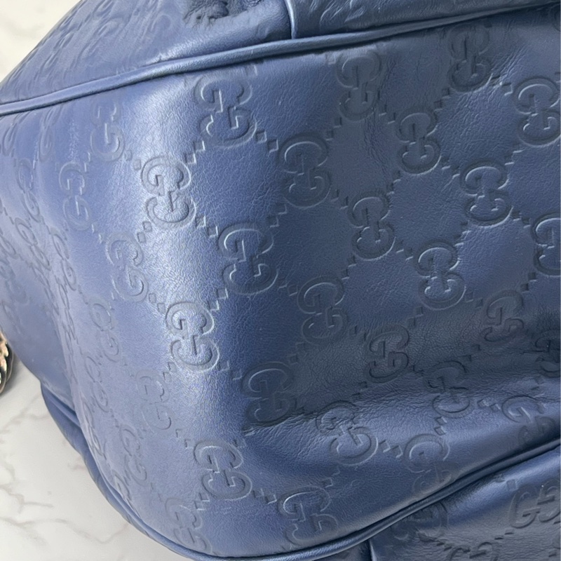 💗香緹國際精品💗 760 Gucci 藍色壓紋hobo包-6