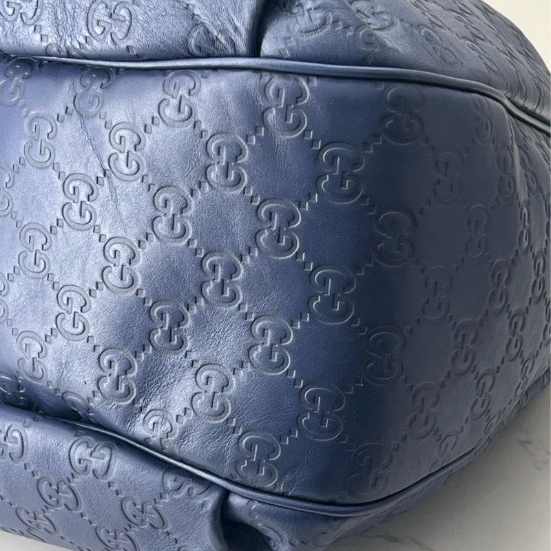 💗香緹國際精品💗 760 Gucci 藍色壓紋hobo包-8