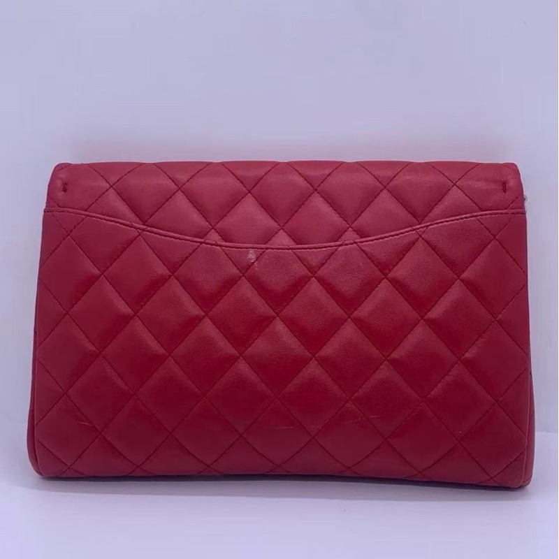 二手Chanel香奈兒timeless信封包紅色羊皮，整包護理過，自用划算-1
