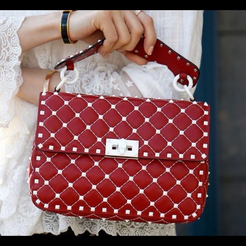 Valentino 華倫天奴 Rockstud Spike 紅色手提包 斜肩包 手袋-4