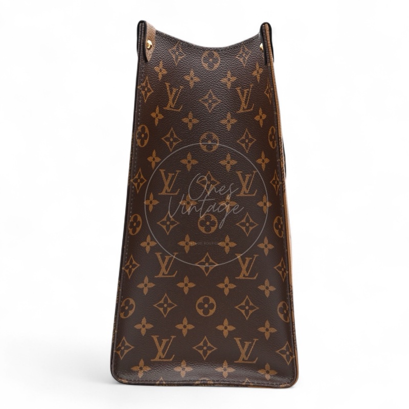 中古 路易威登 LOUIS VUITTON  OnTheGo GM棕色 金釦 老花托特包 M45320-2