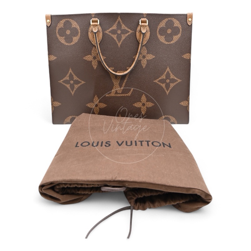 中古 路易威登 LOUIS VUITTON  OnTheGo GM棕色 金釦 老花托特包 M45320-21