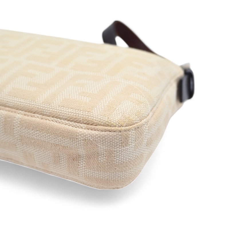 中古 Fendi Zucca Baguette 經典米白象牙色帆布法棍包-9