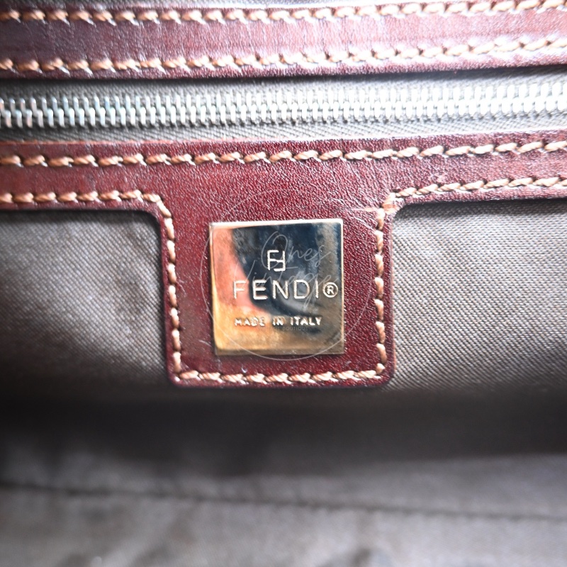 中古 Fendi Zucca Baguette 經典米白象牙色帆布法棍包-13