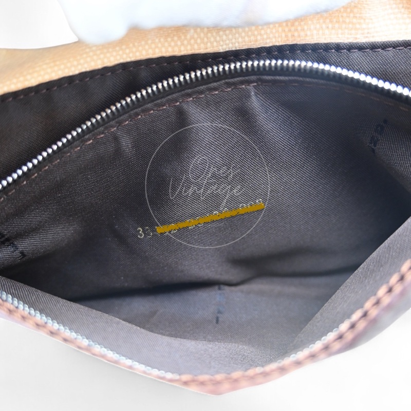 中古 Fendi Zucca Baguette 經典米白象牙色帆布法棍包-22