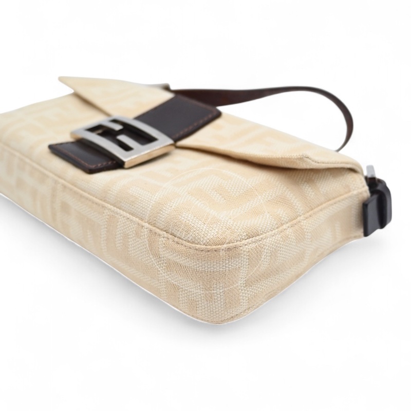 中古 Fendi Zucca Baguette 經典米白象牙色帆布法棍包-23