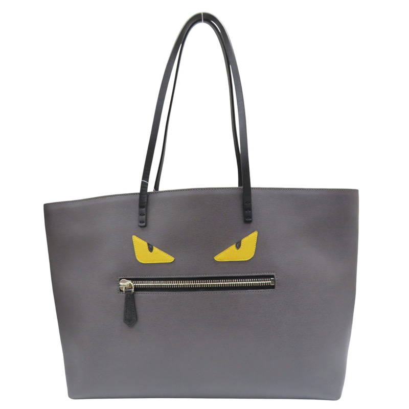 灰色 牛皮 Medium Monster 托特包 肩背包【FENDI 芬迪】 8BH185 1BV-0