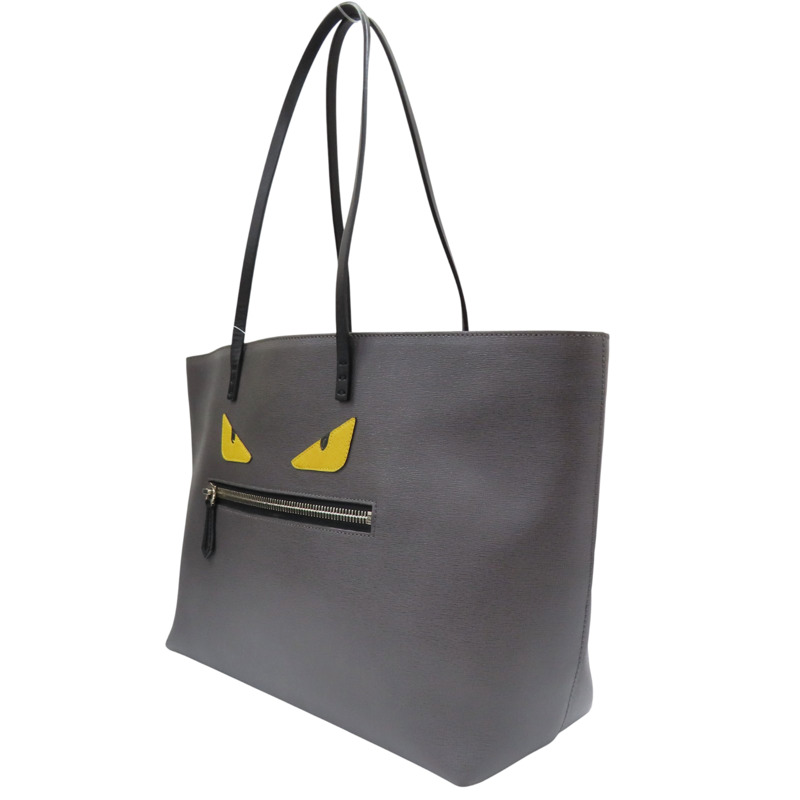 灰色 牛皮 Medium Monster 托特包 肩背包【FENDI 芬迪】 8BH185 1BV-2