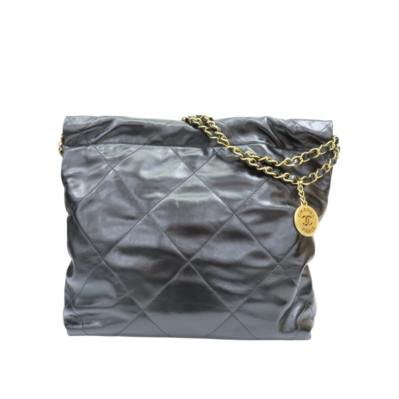 黑色 牛皮 22 鍊帶肩背包 金扣【CHANEL 香奈兒】 AS3260-2
