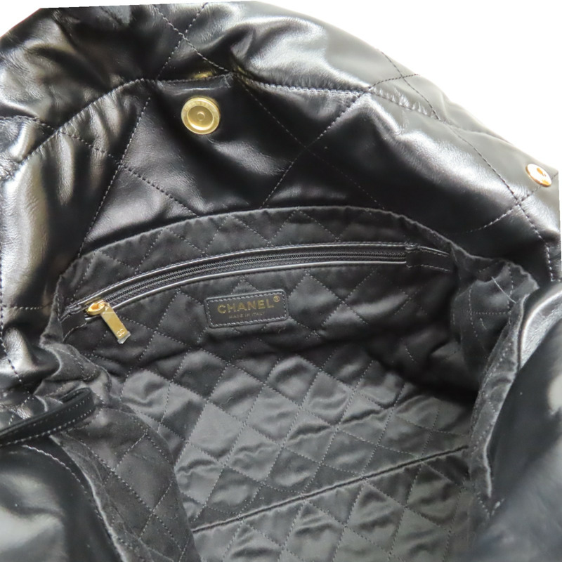 黑色 牛皮 22 鍊帶肩背包 金扣【CHANEL 香奈兒】 AS3260-7