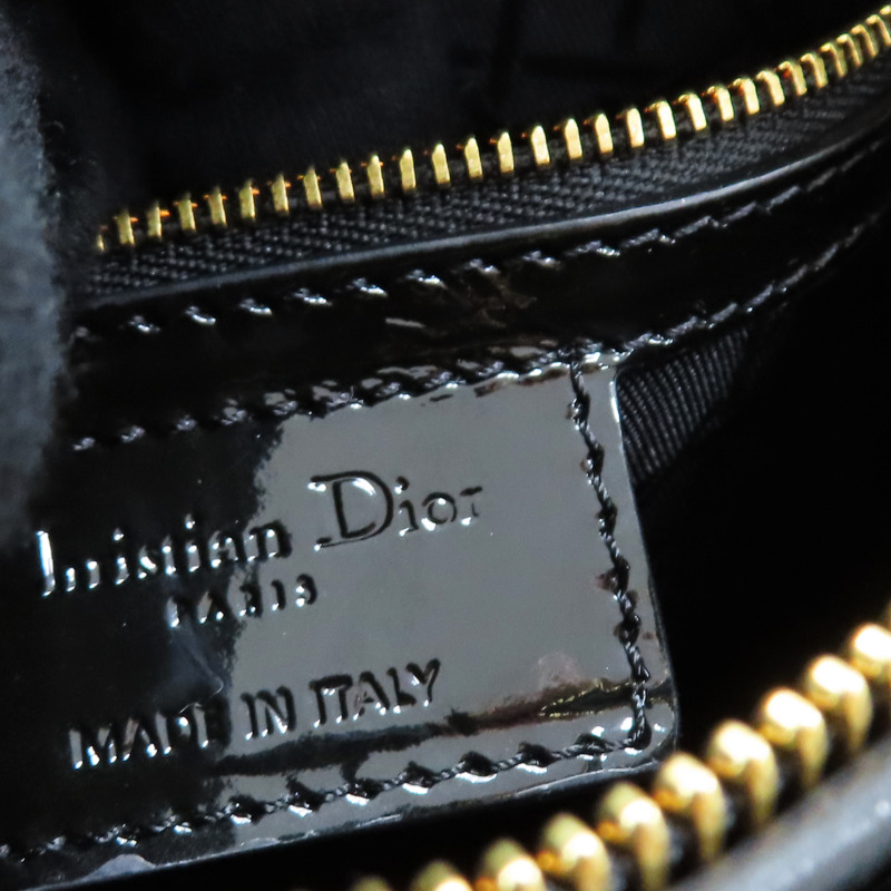 黑色 漆皮騰格紋 Lady Dior 兩用包 銀扣【DIOR 迪奧】 VRB44550-8