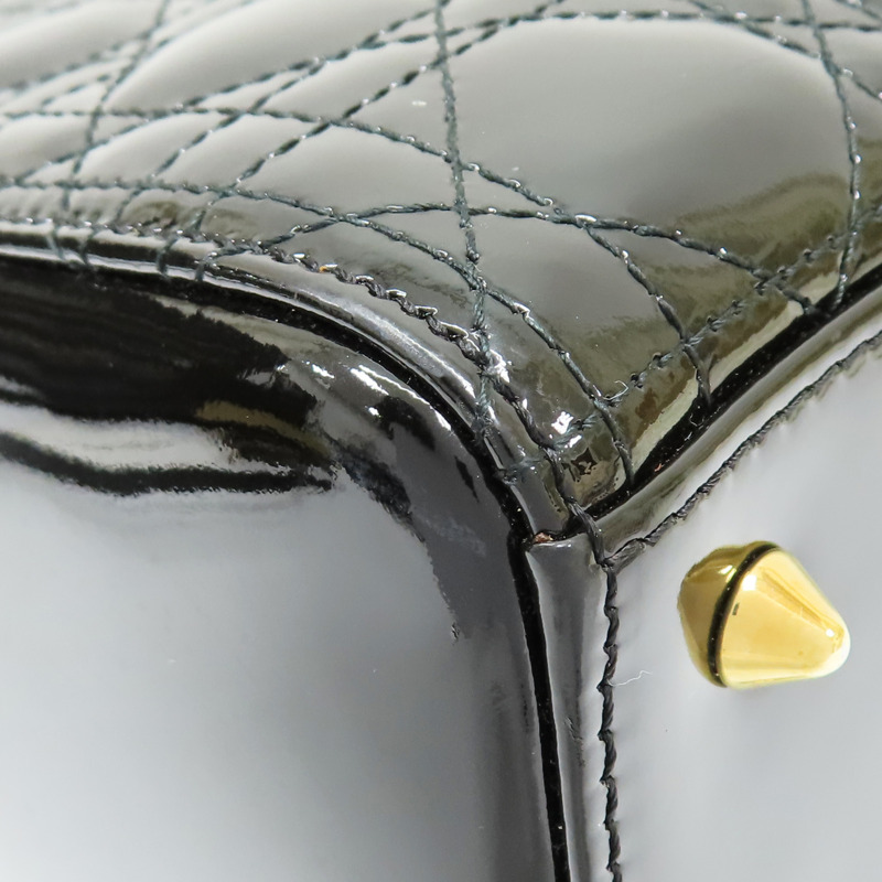 黑色 漆皮騰格紋 Lady Dior 兩用包 銀扣【DIOR 迪奧】 VRB44550-12