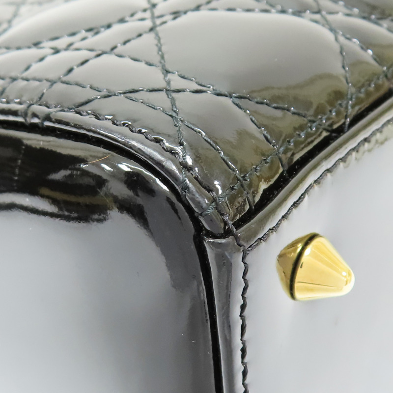 黑色 漆皮騰格紋 Lady Dior 兩用包 銀扣【DIOR 迪奧】 VRB44550-14