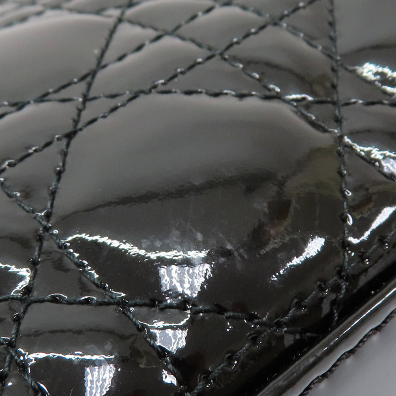 黑色 漆皮騰格紋 Lady Dior 兩用包 銀扣【DIOR 迪奧】 VRB44550-16