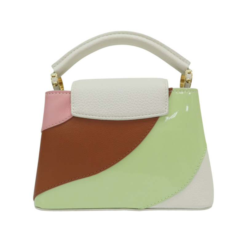 綠色漆皮 白/粉/棕色牛皮 Capucines Mini 兩用包【LOUIS VUITTON LV 路易威登】 M59864-1