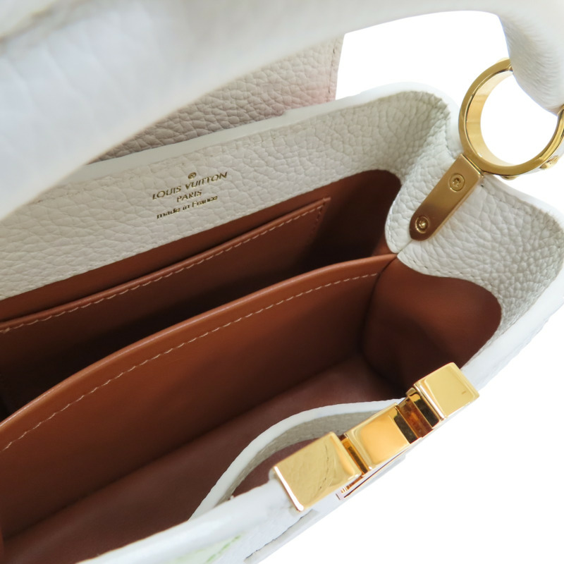 綠色漆皮 白/粉/棕色牛皮 Capucines Mini 兩用包【LOUIS VUITTON LV 路易威登】 M59864-4