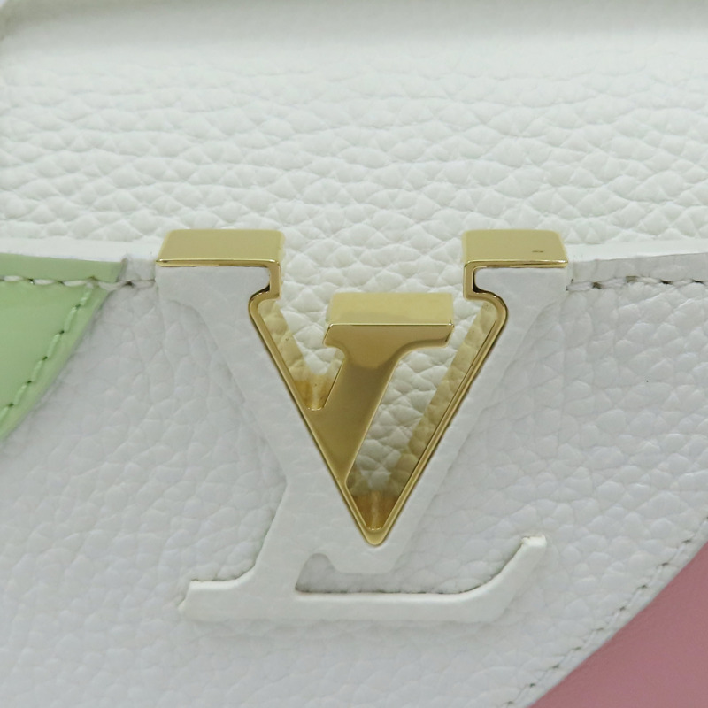 綠色漆皮 白/粉/棕色牛皮 Capucines Mini 兩用包【LOUIS VUITTON LV 路易威登】 M59864-6