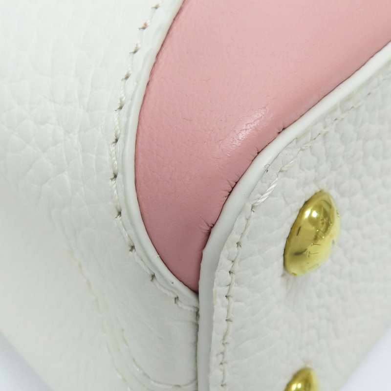 綠色漆皮 白/粉/棕色牛皮 Capucines Mini 兩用包【LOUIS VUITTON LV 路易威登】 M59864-10