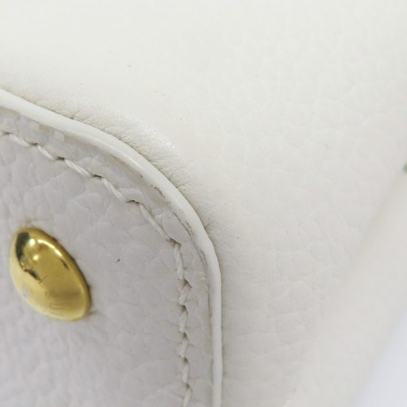 綠色漆皮 白/粉/棕色牛皮 Capucines Mini 兩用包【LOUIS VUITTON LV 路易威登】 M59864-13