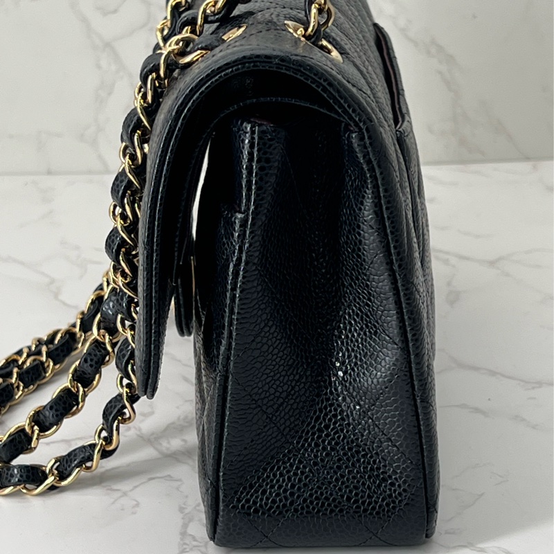 💗香緹國際精品💗 766 Chanel cf25 晶片款 包況極好 黑金荔枝皮-1