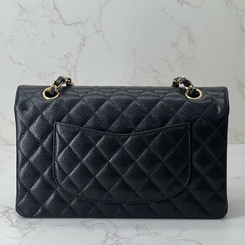 💗香緹國際精品💗 766 Chanel cf25 晶片款 包況極好 黑金荔枝皮-3