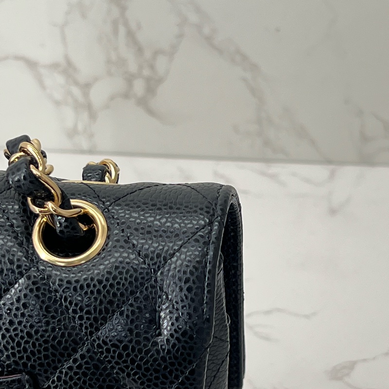 💗香緹國際精品💗 766 Chanel cf25 晶片款 包況極好 黑金荔枝皮-4