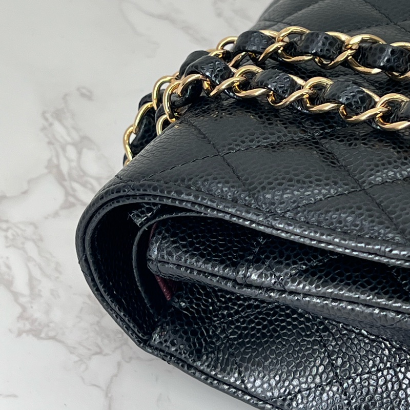 💗香緹國際精品💗 766 Chanel cf25 晶片款 包況極好 黑金荔枝皮-7