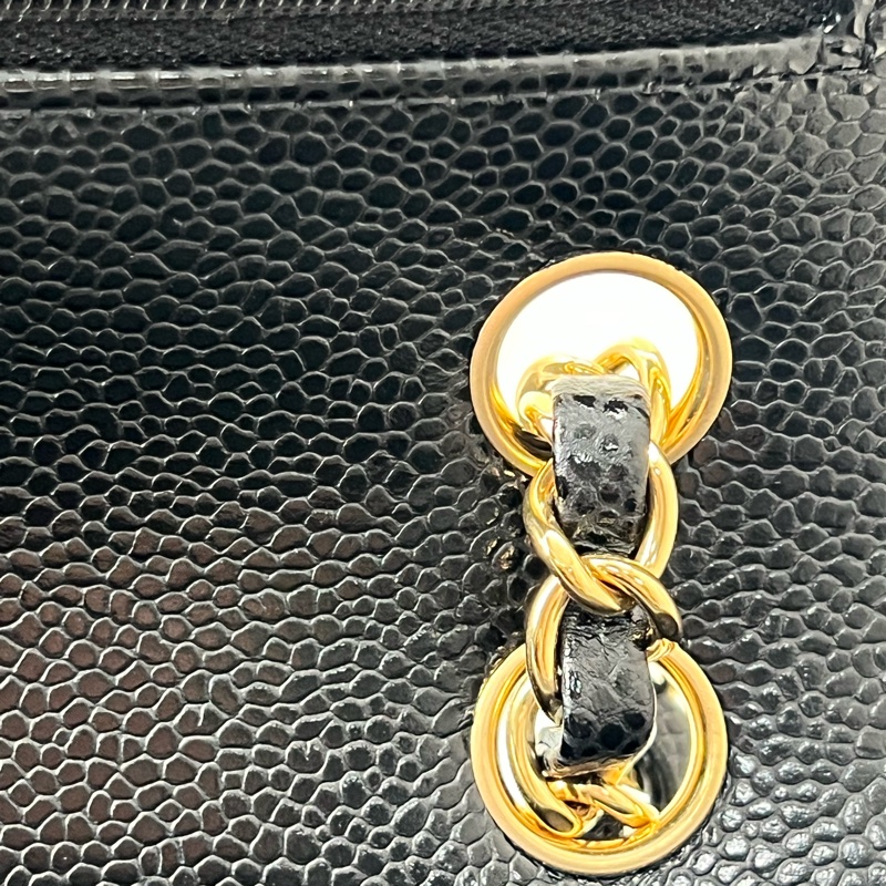 💗香緹國際精品💗 766 Chanel cf25 晶片款 包況極好 黑金荔枝皮-11