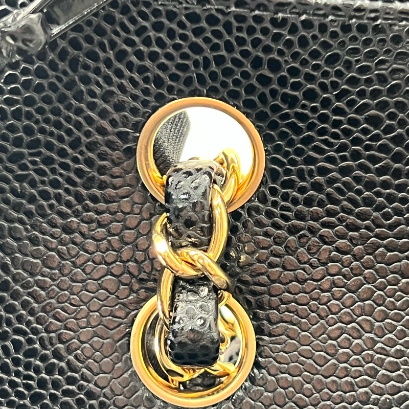 💗香緹國際精品💗 766 Chanel cf25 晶片款 包況極好 黑金荔枝皮-12