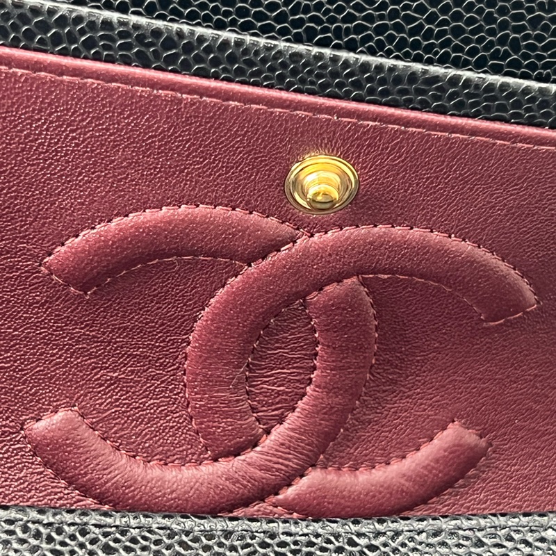 💗香緹國際精品💗 766 Chanel cf25 晶片款 包況極好 黑金荔枝皮-15