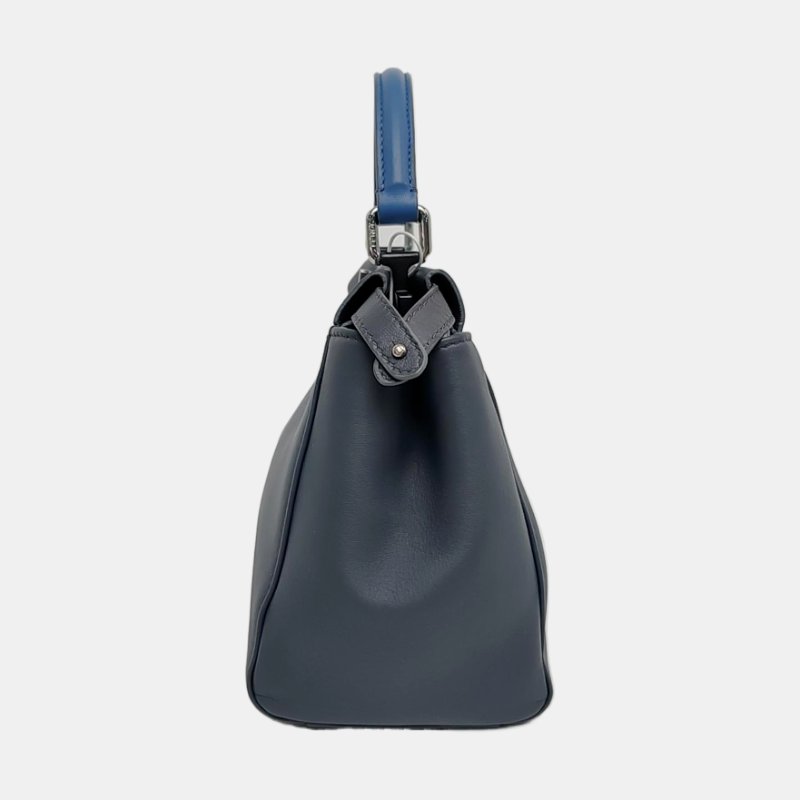 FENDI Peekaboo藍色羊皮單肩包黑色五金可拆卸肩帶 9.8新-2