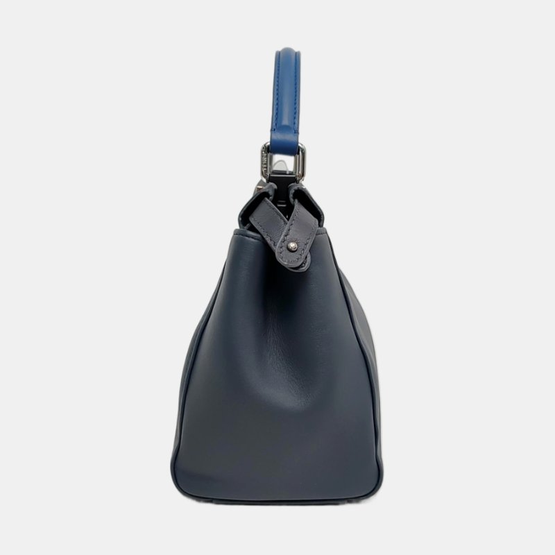 FENDI Peekaboo藍色羊皮單肩包黑色五金可拆卸肩帶 9.8新-3