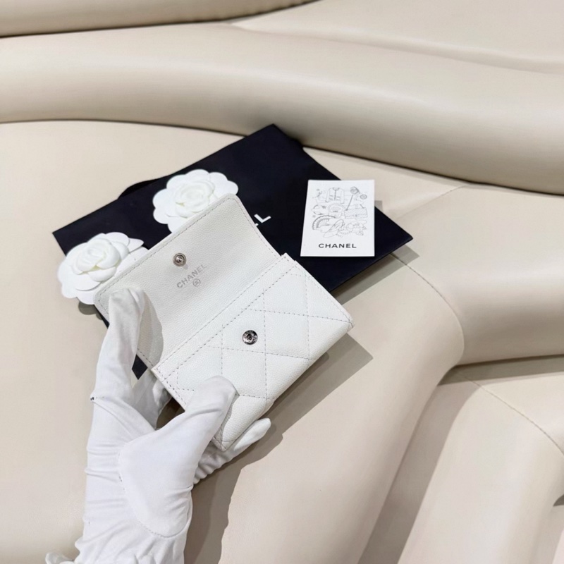 Chanel • 黑釦 荔枝牛皮翻蓋卡包-1