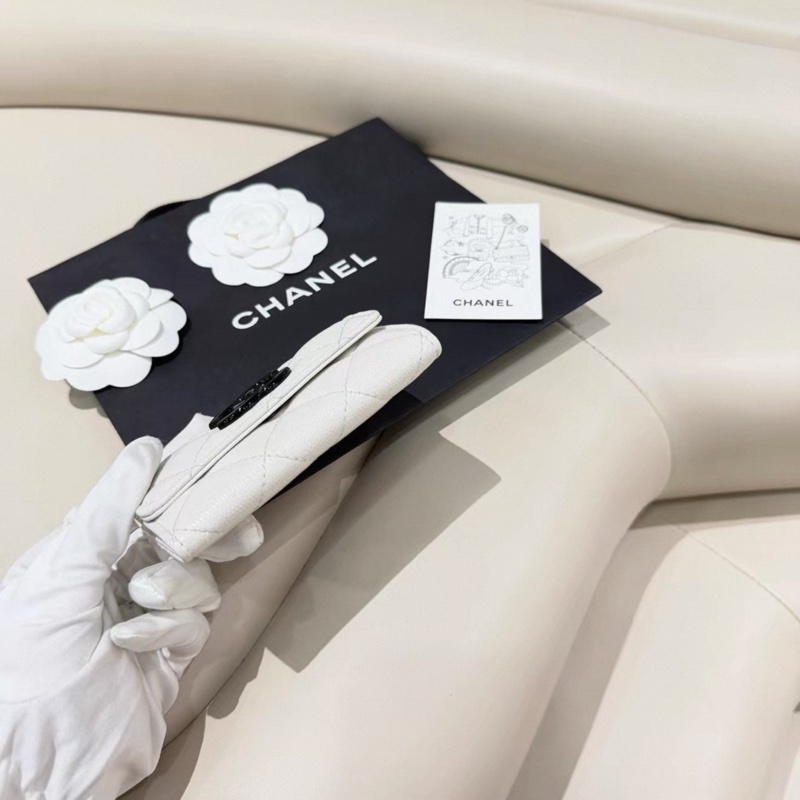 Chanel • 黑釦 荔枝牛皮翻蓋卡包-4