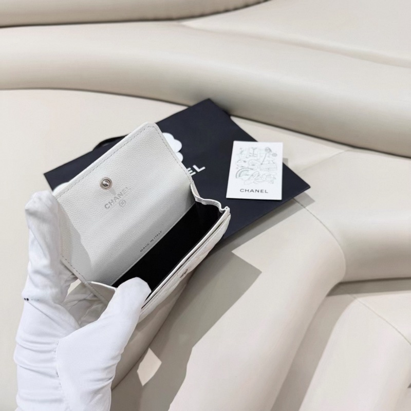 Chanel • 黑釦 荔枝牛皮翻蓋卡包-5