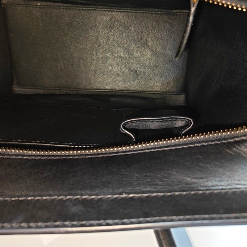CELINE LUGGAGE Micro綠色馬毛笑臉包手提包金色五金-6