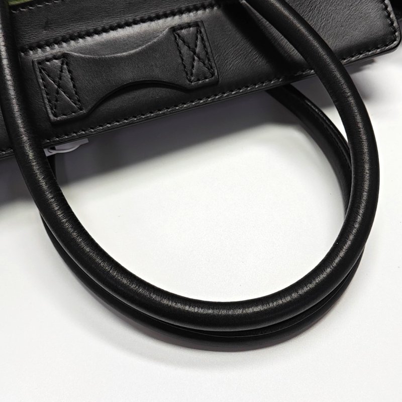 CELINE LUGGAGE Micro綠色馬毛笑臉包手提包金色五金-10