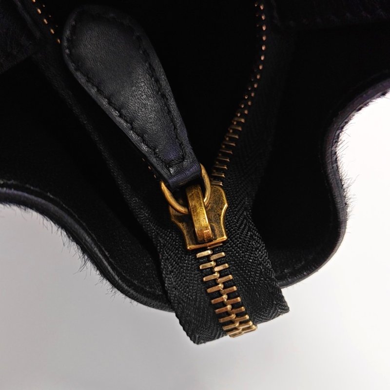CELINE LUGGAGE Micro綠色馬毛笑臉包手提包金色五金-14