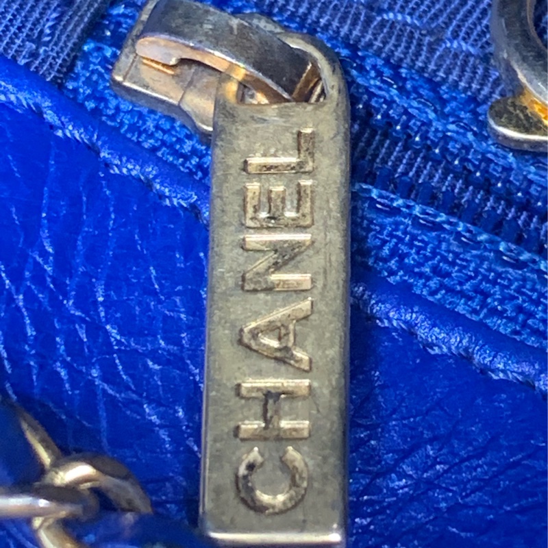 二手Chanel 香奈兒珠光藍抽繩時尚托特包，正常使用痕跡-12