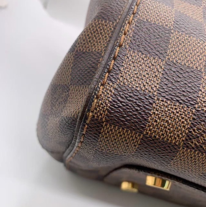 二手LV Marylebone 棕色棋盤格 塗層帆布小號手提包，邊角有磨損，油邊輕微有痕跡，包身有輕微異味-10