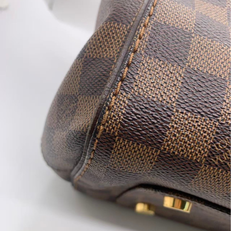 二手LV Marylebone 棕色棋盤格 塗層帆布小號手提包，邊角有磨損，油邊輕微有痕跡，包身有輕微異味-11