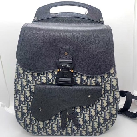 )Dior Gallop雙肩包老花拼皮，尺寸28×40×12cm/容量大/肩帶可調節