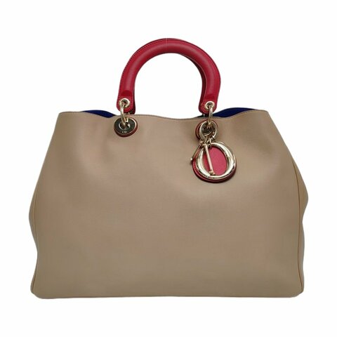 DIOR Diorissimo卡其色牛皮手提包金色五金